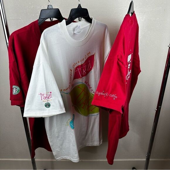 Vintage Y2K Employee Starbucks Zainey Christmas Tee Shirt Lot Bundle XL Merch - Picture 1 of 11